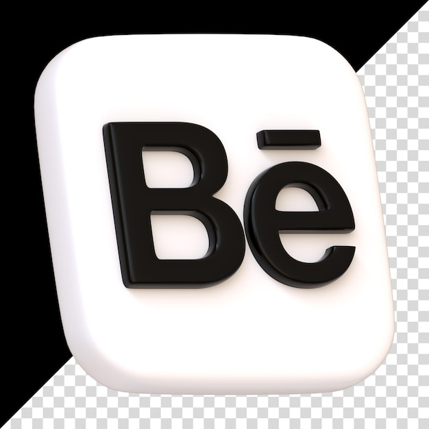 PSD ikona behance wyizolowana na czarnym tle być logotypem litery logo kwadratowego przycisku aplikacji mediów społecznościowych