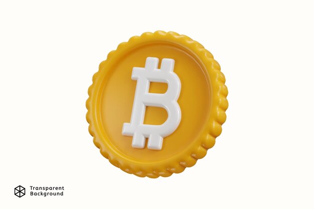 Ikona bitcoina ilustracja wektorowa renderowania 3D
