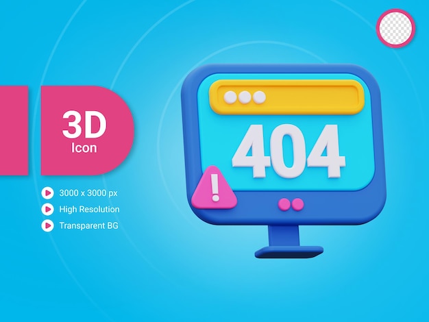 Ikona błędu 3D 404
