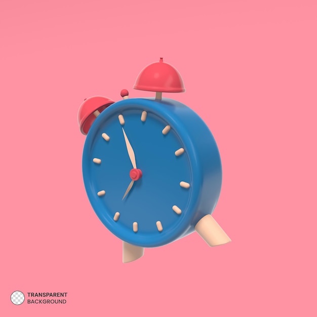 Ikona budzika na białym tle ilustracja renderowania 3d