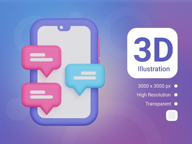 Ikona czatu mobilnego 3D