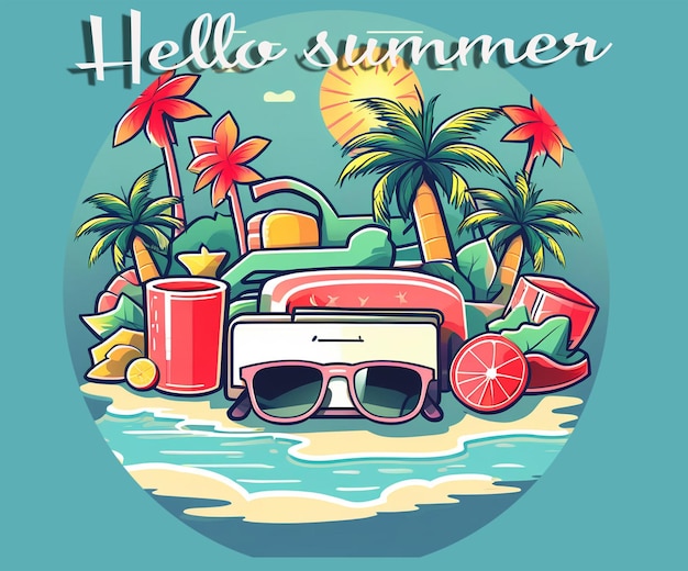 PSD ikona dnia letniego słoneczny symbol dnia sezon letni graficzna ilustracja gorącej pogody ikona dnia plaży