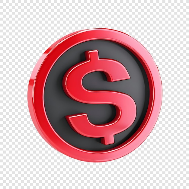 Ikona dolara 3d zdjęcie PNG znak dolara 3d w stylu renderowania izolowany na przezroczystym tle