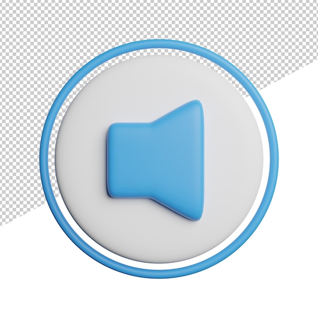 PSD ikona dźwięku znak widok z przodu renderowania 3d ikona ilustracja na przezroczystym tle