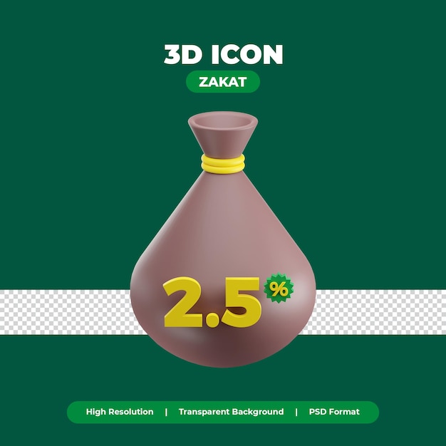 Ikona Elementów Zakat Mal Z Ilustracją Renderowania 3d