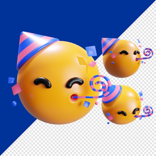 Ikona emoji PSD Party renderowania obrazu 3D