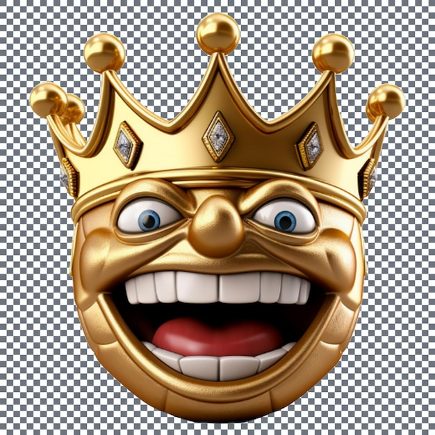 PSD ikona emoji z złotą koroną na przezroczystym tle renderowanie 3d