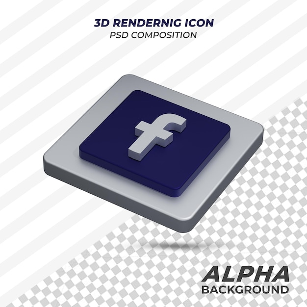 PSD ikona facebooka w renderowaniu 3d