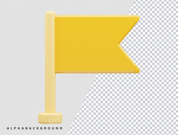 PSD ikona flagi 3d ilustracji wektorowych, renderowanie przezroczyste