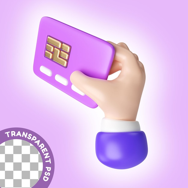 PSD ikona ilustracja 3d karty kredytowej