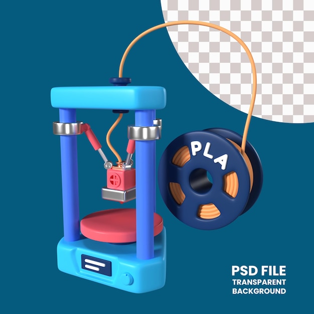 PSD ikona ilustracji 3d drukarki delta 3d