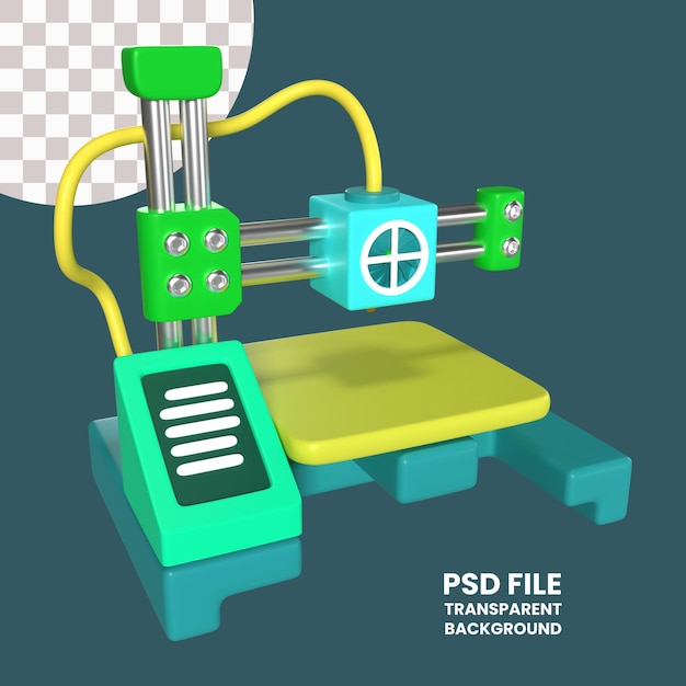 PSD ikona ilustracji 3d drukarki fdm 3d