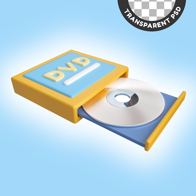 PSD ikona ilustracji 3d dvd rom