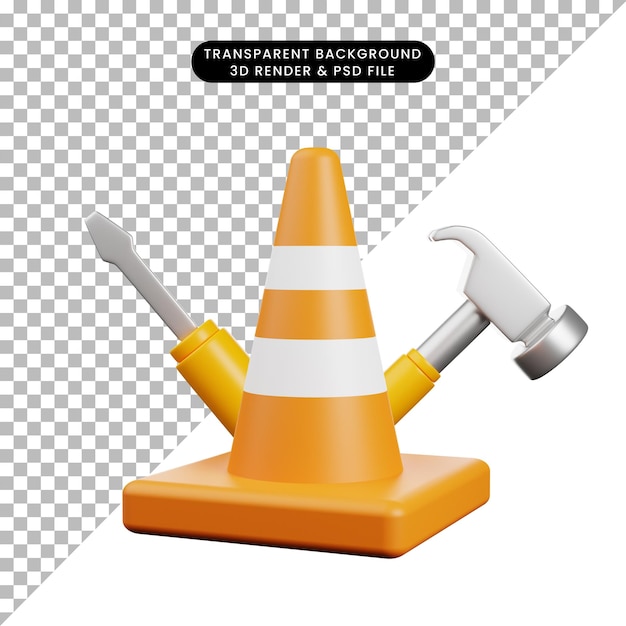 PSD ikona ilustracji 3d konserwacji lub ikony w budowie w renderowaniu 3d