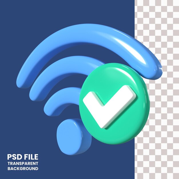 Ikona Ilustracji 3d Połączonej Z Wi-fi