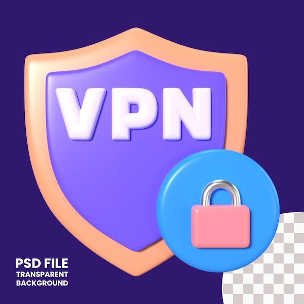 PSD ikona ilustracji 3d vpn