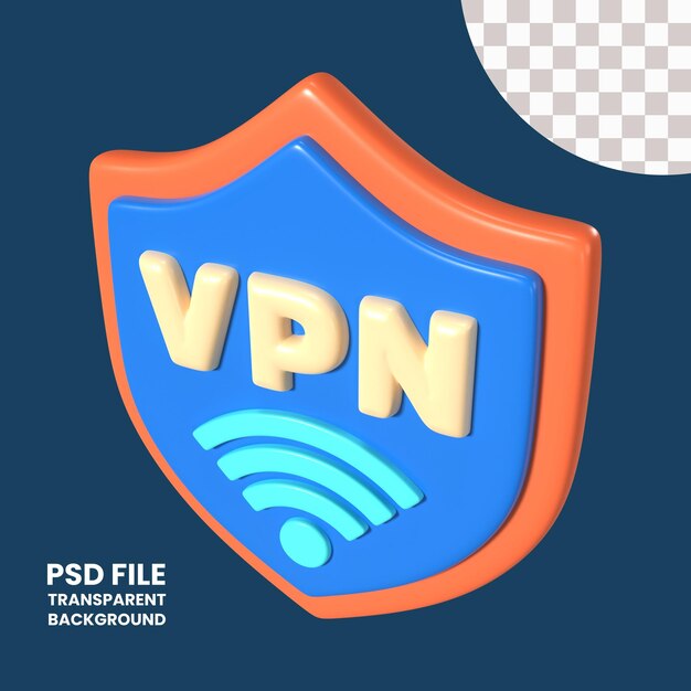 PSD ikona ilustracji 3d vpn