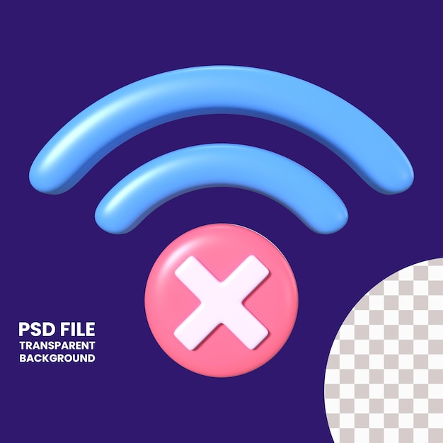 PSD ikona ilustracji 3d z odłączonym wi-fi