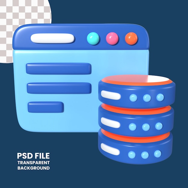 PSD ikona ilustracji bazy danych 3d