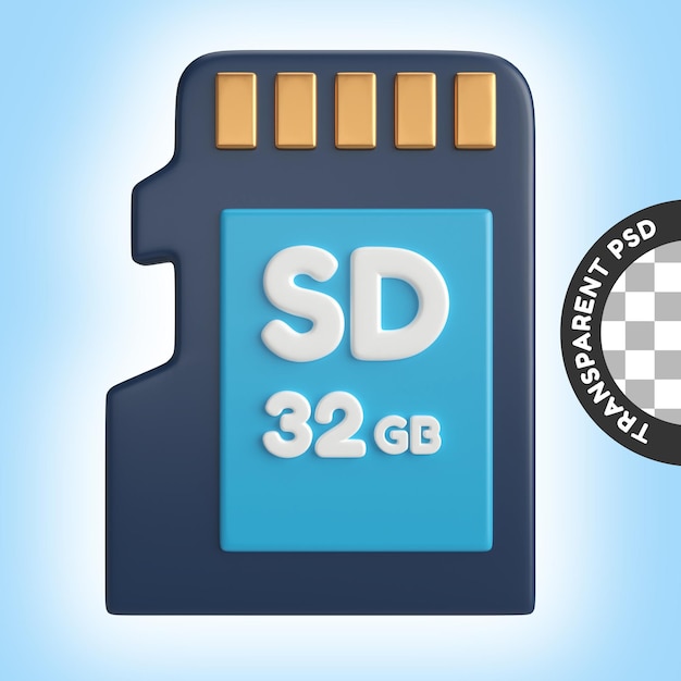 PSD ikona ilustracji micro sd 3d