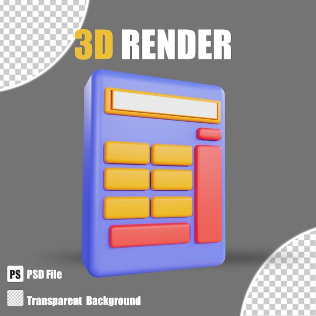 Ikona Kalkulatora Bankowego I Finansowego Renderowania 3d Z Przezroczystym Tłem