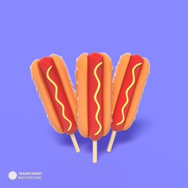 Ikona Kanapki Z Grilla Hot Dog Ilustracja Na Białym Tle Renderowania 3d