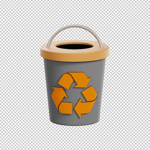 Ikona kosza do recyklingu kreskówek 3D