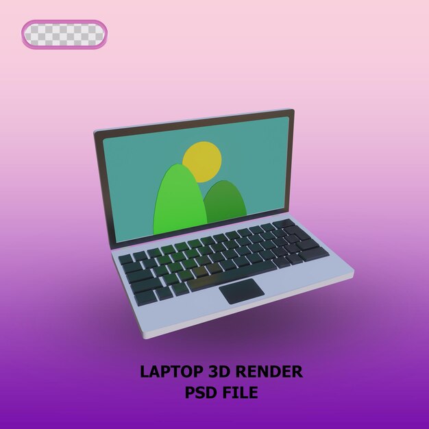 PSD ikona laptopa renderowania 3d 2