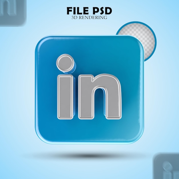 PSD ikona linkedin renderowanie 3d