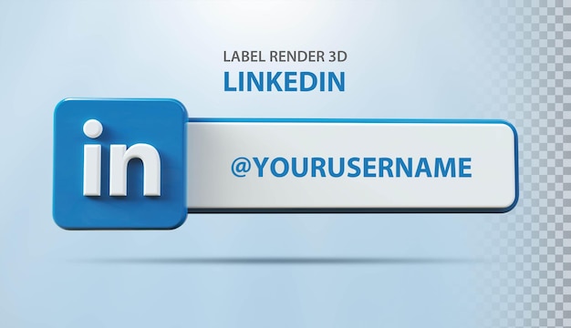 Ikona Linkedin w mediach społecznościowych z etykietą renderowania 3d