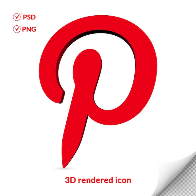 PSD ikona logo mediów społecznościowych 3d na pinterest