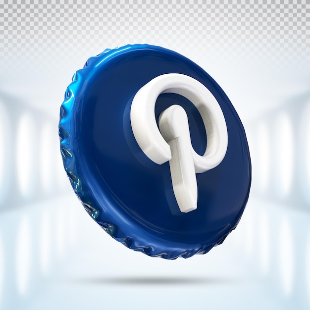 Ikona Logo Pinterest 3d Media Społecznościowe W Nowoczesnym Stylu W Kolorze Niebieskim