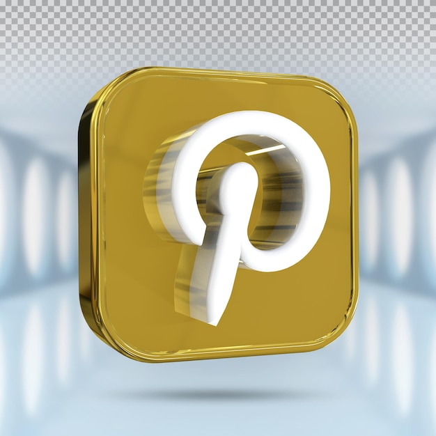 Ikona Logo Pinterest 3d Media Społecznościowe W Nowoczesnym Stylu Złotym