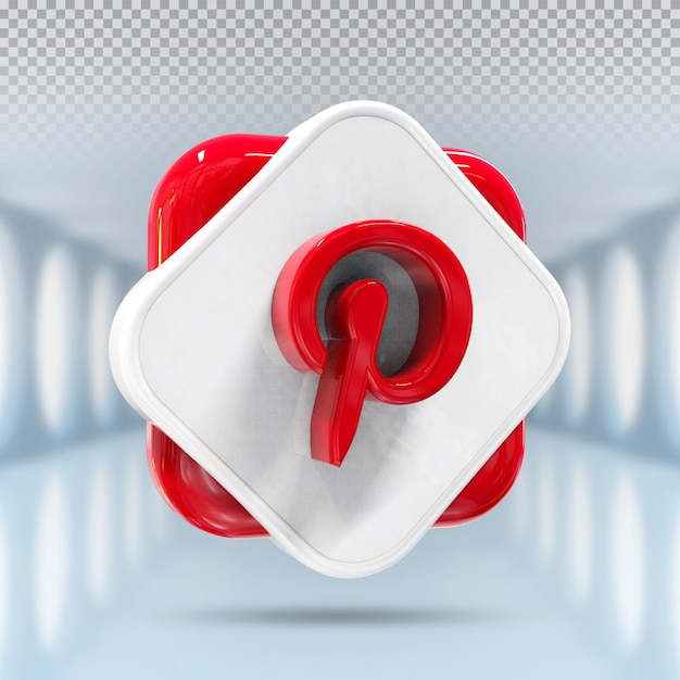 Ikona logo Pinterest 3d media społecznościowe w nowoczesnym stylu