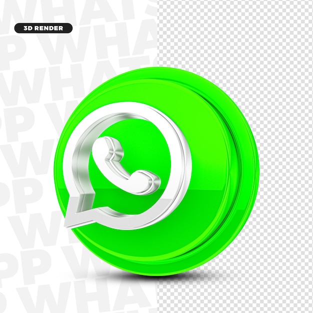 Ikona Logo Whatsapp 3d Render Na Białym Tle Dla Mediów Społecznościowych Premium Psd