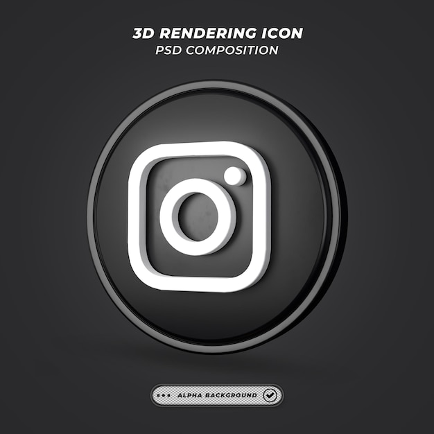Ikona Mediów Społecznościowych Dark Instagram W Renderowaniu 3d
