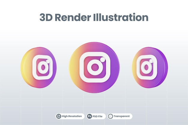 Ikona Mediów Społecznościowych Logo Instagram Na Białym Tle Renderowania 3d