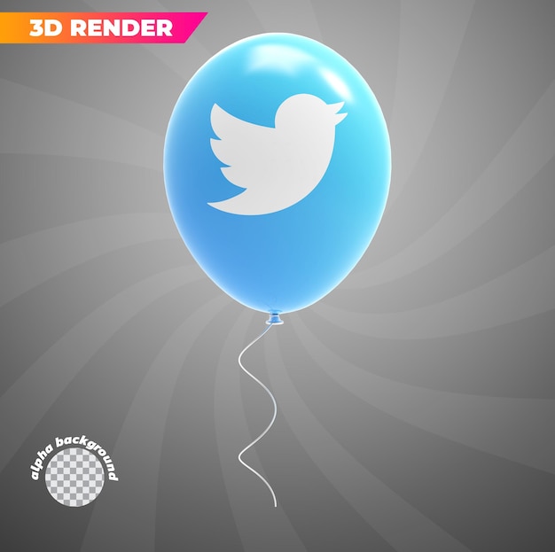 Ikona Mediów Społecznościowych Na Twitterze Balony Renderowania 3d