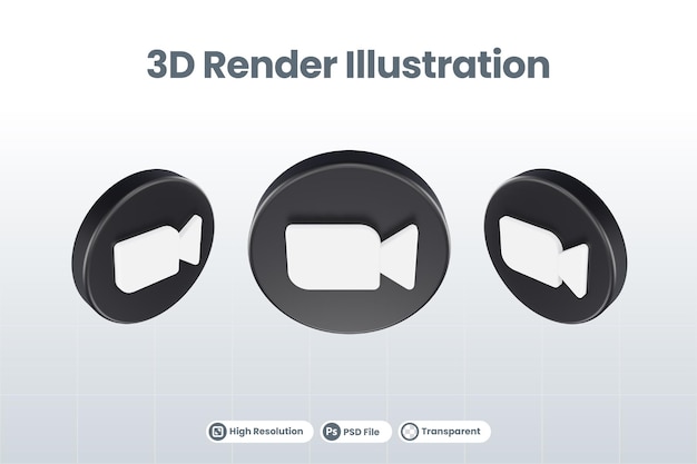 Ikona Mediów Społecznościowych Zoom Logo Na Białym Tle Renderowania 3d