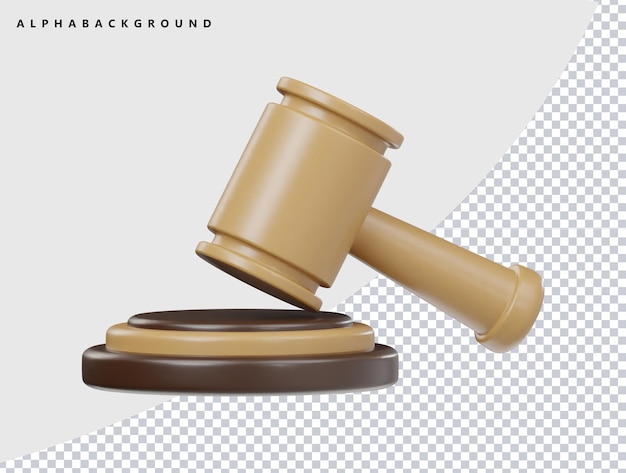 Ikona młotka sędziowskiego – render w 3D