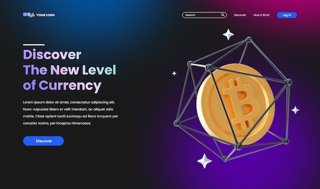 Ikona monety cyfrowej waluty 3D Crypto i ilustracja do ilustracji internetowej w marketingu cyfrowym