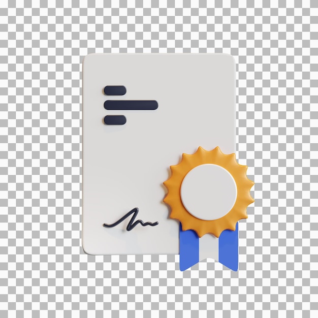 Ikona Na Białym Tle Certyfikatu 3d