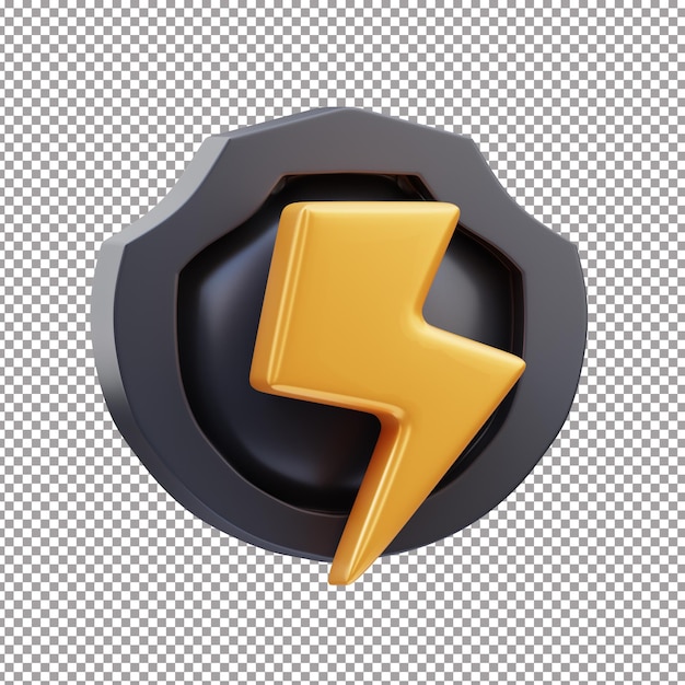 Ikona ochroniarza błyskawicy renderowana w 3D