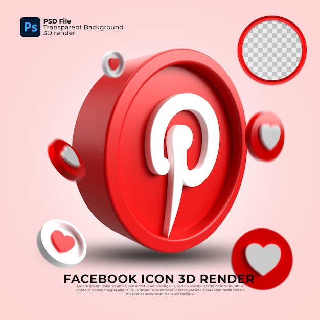 ikona pinterest 3d transparet