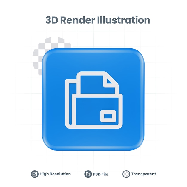 Ikona pliku folderu renderowania 3D dla aplikacji mobilnej w sieci Web Promocja w mediach społecznościowych
