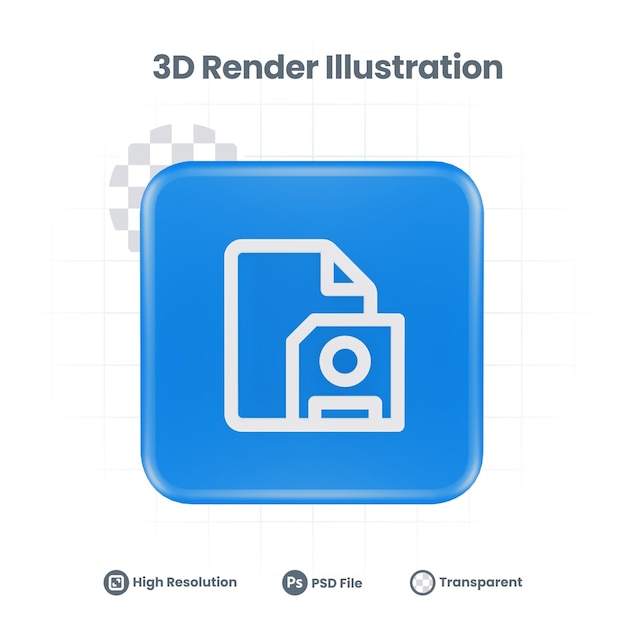 Ikona pliku zapisu renderowania 3D dla aplikacji mobilnej w sieci Web Promocja w mediach społecznościowych