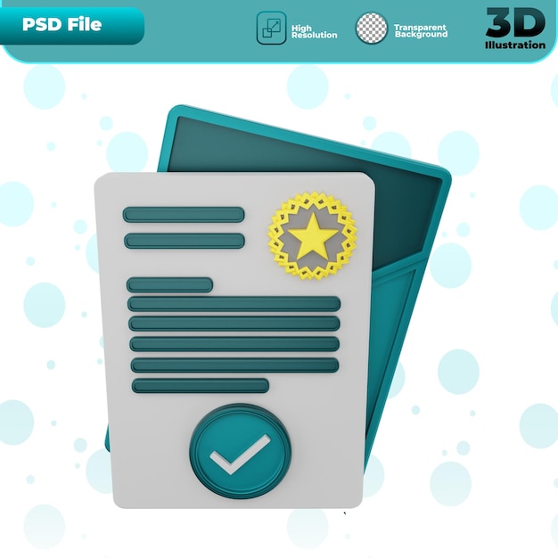 PSD ikona pliku zgody na renderowanie 3d ilustracja