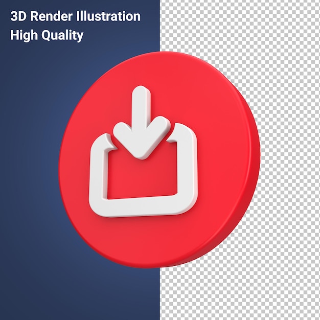 ikona pobierania 3D w czerwonym kółku