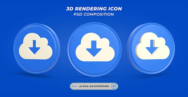 Ikona pobierania chmury w renderowaniu 3D