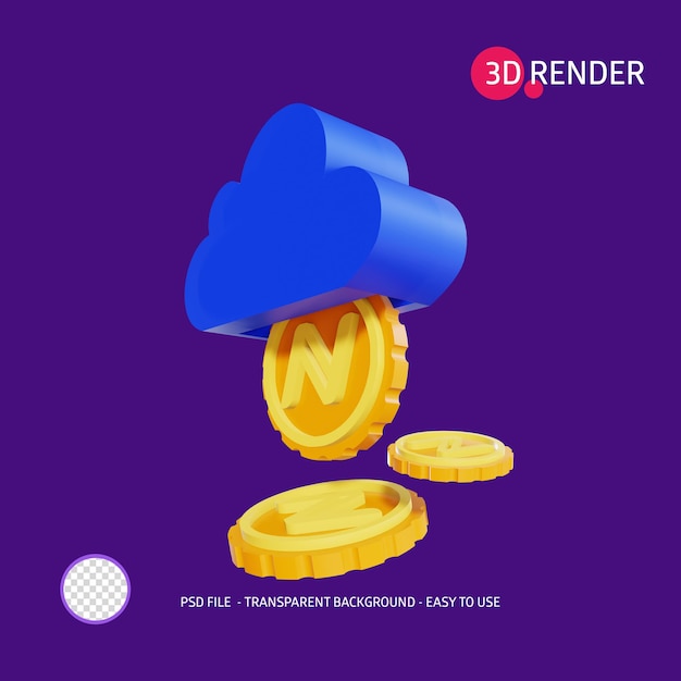 Ikona renderowania 3D Chmura NameCoin 2